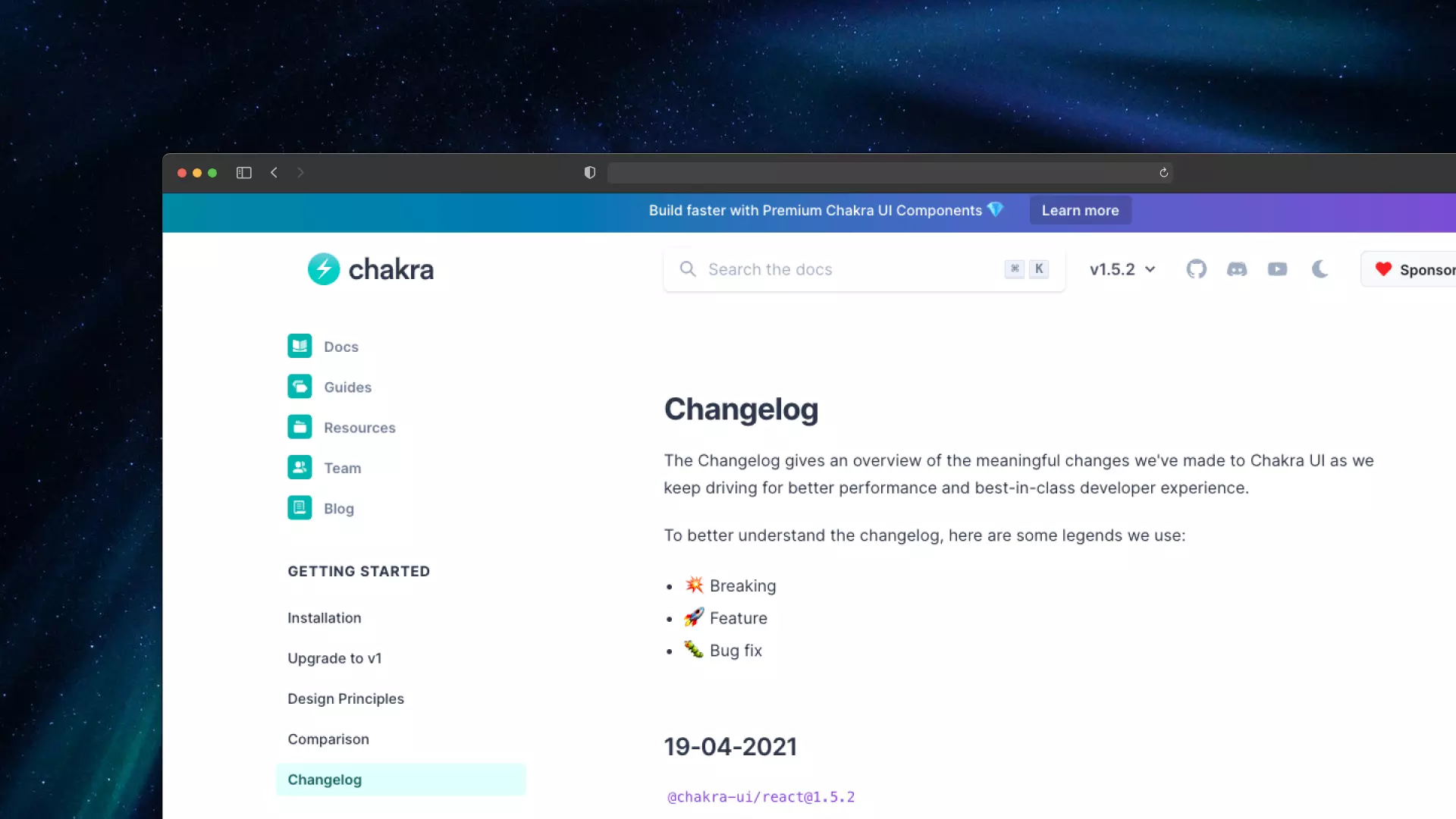 Chakra UI changelog screenshot
