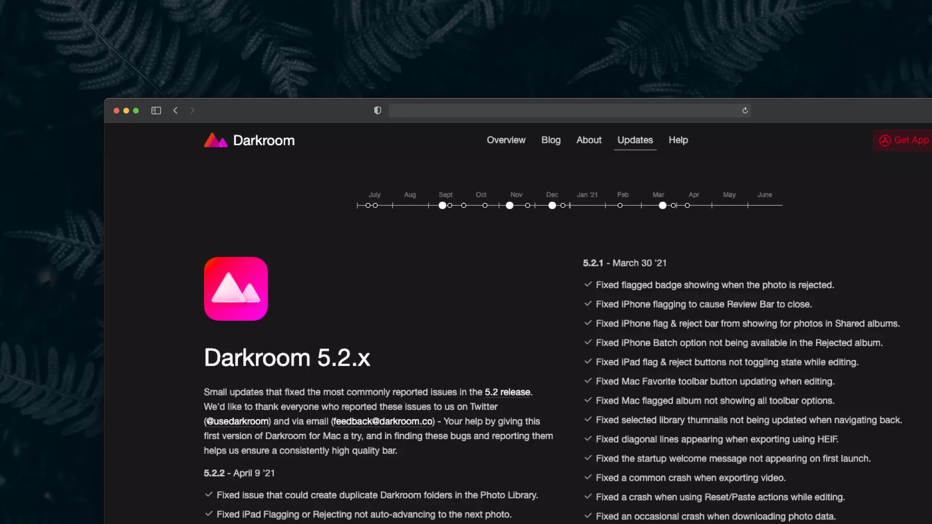 Darkroom changelog screenshot